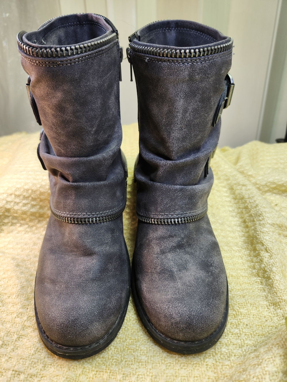 Not Rated Slouchy Gray Suede Ankle Boots
